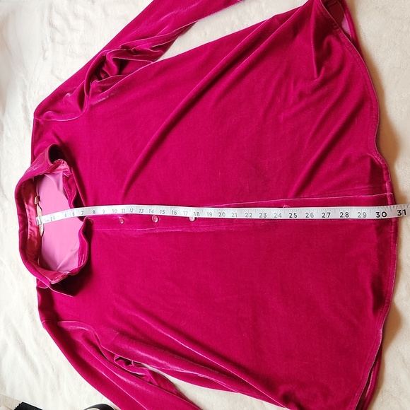 SOFT SURROUNDINGS, Women's Velvet-Like Material, Fall, Hot Pink Oversize Shirt - Picture 5 of 8